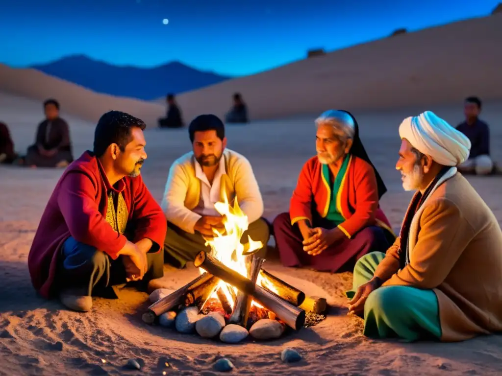 Mi gente Qom La Primavera se reúne alrededor del fuego, compartiendo tradiciones bajo un cielo estrellado