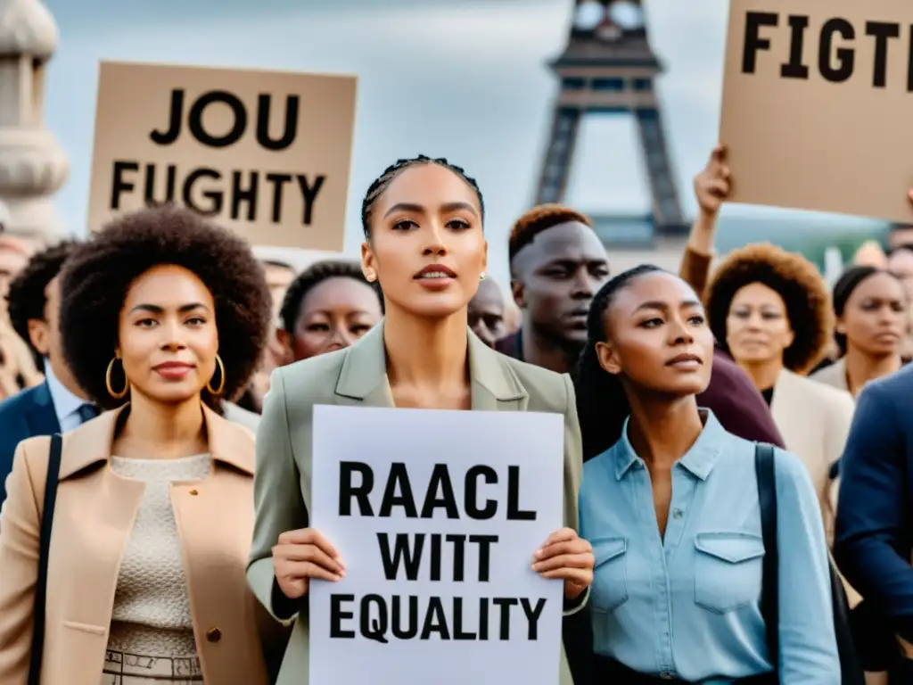 Manifestación global por la eliminación de la discriminación racial con diversidad étnica y mensajes poderosos de igualdad