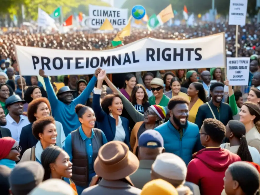 Manifestación global por el impacto del Acuerdo de París en los derechos humanos, con diversidad cultural y pasión por el cambio ambiental