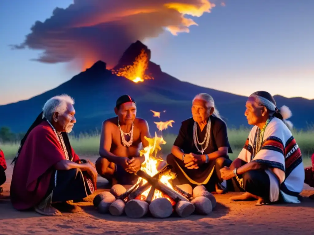 Grupo de ancianos indígenas realiza una bendición ceremonial, evocando la importancia espiritualidad indígena derechos humanos