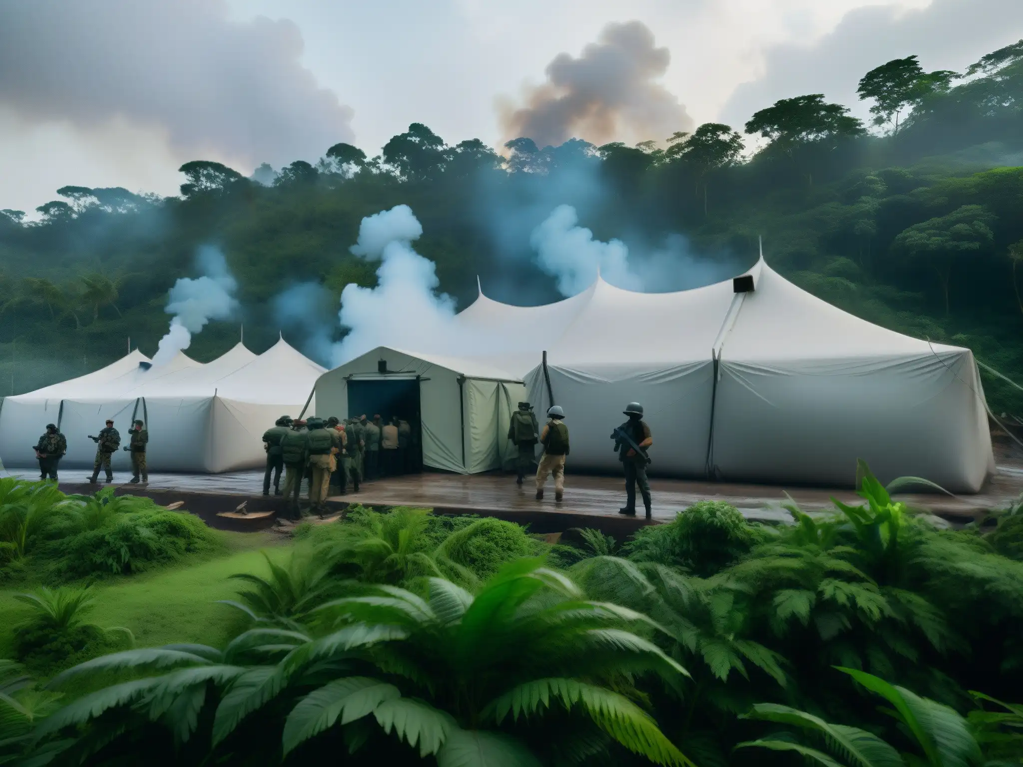 Un grupo armado protege una instalación clandestina en la selva