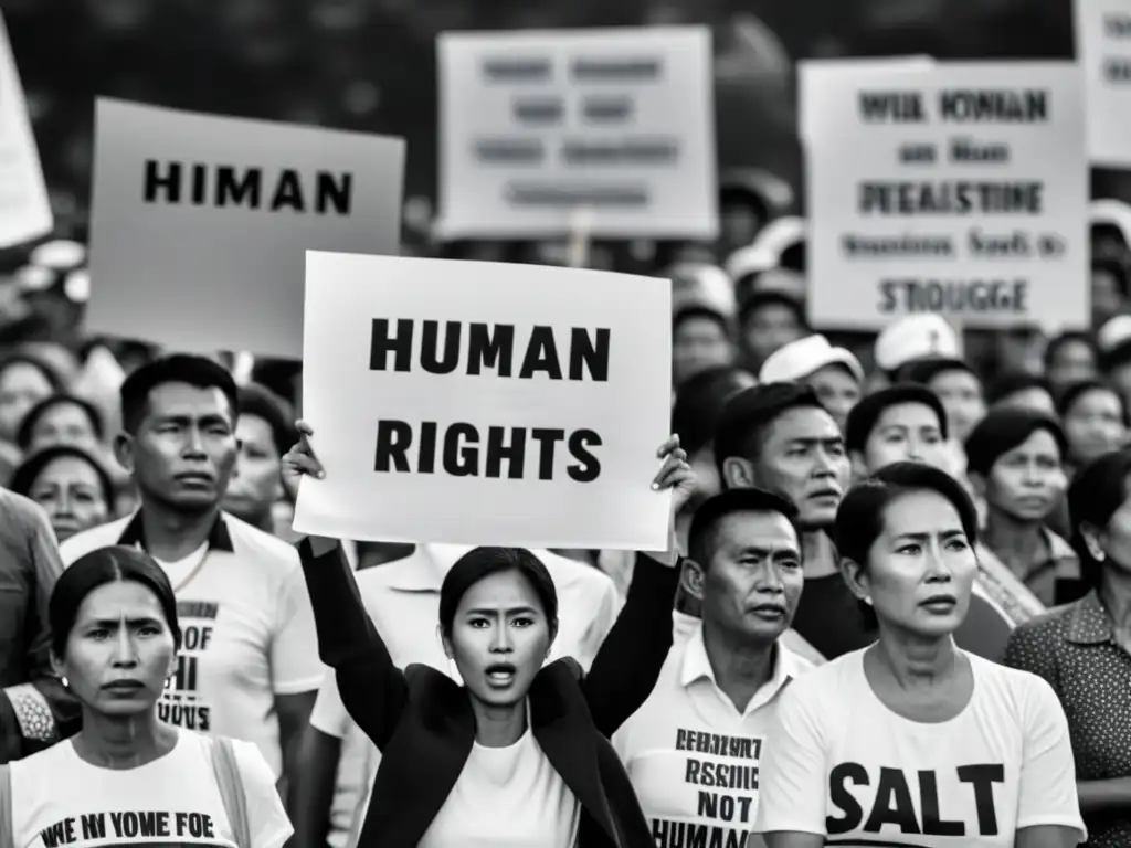 Un grupo de ciudadanos de Myanmar protesta por sus derechos humanos bajo la junta militar, desafiando la autoridad con determinación y resiliencia