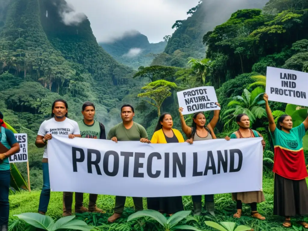 Grupo de defensores indígenas protegiendo hábitats de animales silvestres de la caza furtiva en la exuberante selva