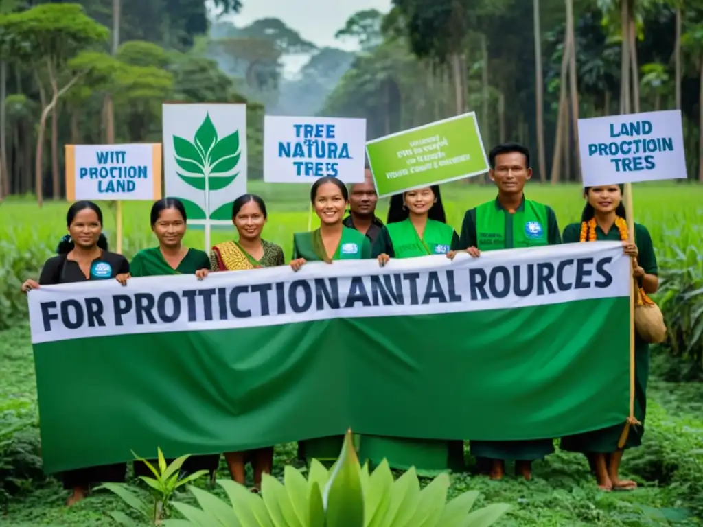 Grupo de defensores de la tierra en Camboya luchando por la protección de la naturaleza en un exuberante bosque