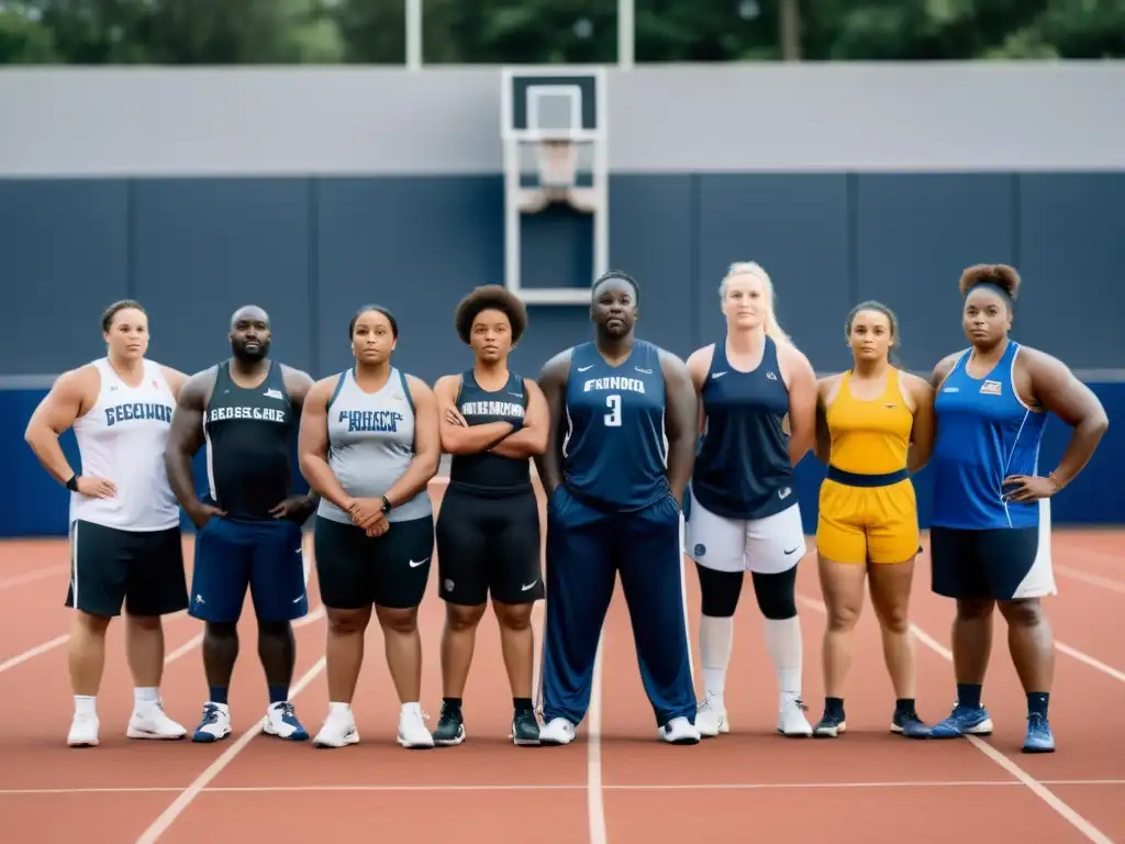 Un grupo diverso de atletas desafía la discriminación de peso en deporte, mostrando confianza y determinación en diversas disciplinas deportivas