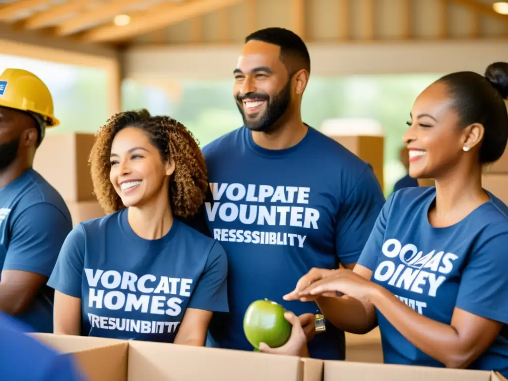 Empleados comprometidos en evento de responsabilidad social Un grupo diverso de empleados participa en un evento de responsabilidad corporativa, mostrando empatía y compromiso con los derechos laborales