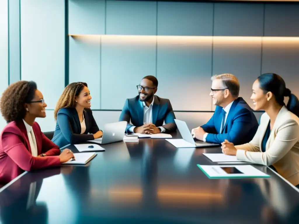 Grupo diverso debatiendo ética en la IA, valores humanos presentes en la conversación