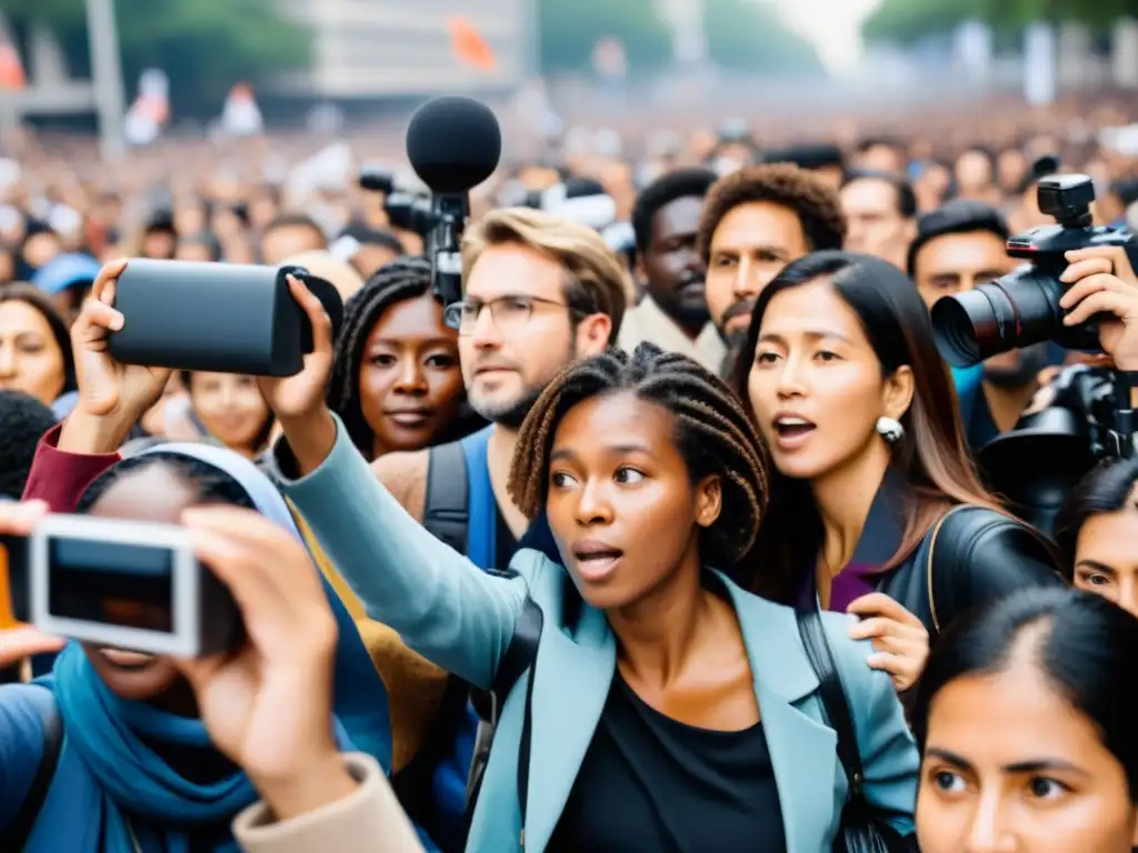 Un grupo diverso de periodistas ciudadanos capturando momentos de activismo social y protestas por los derechos humanos en todo el mundo