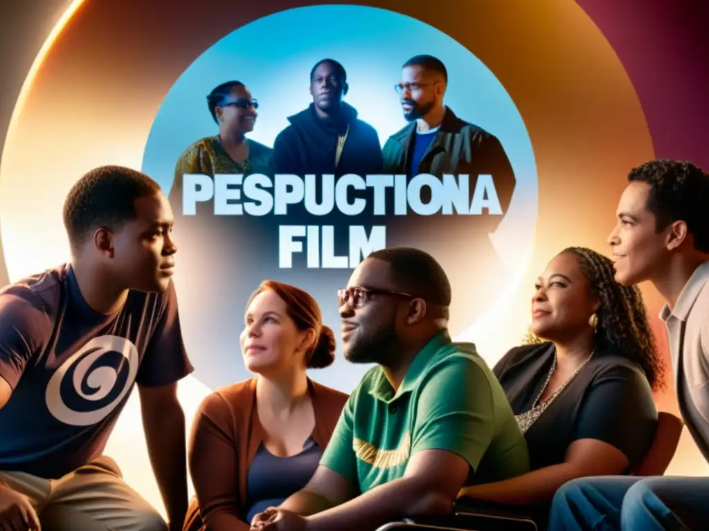 Grupo diverso de personas con discapacidad, debatiendo la representación discapacidad en cine