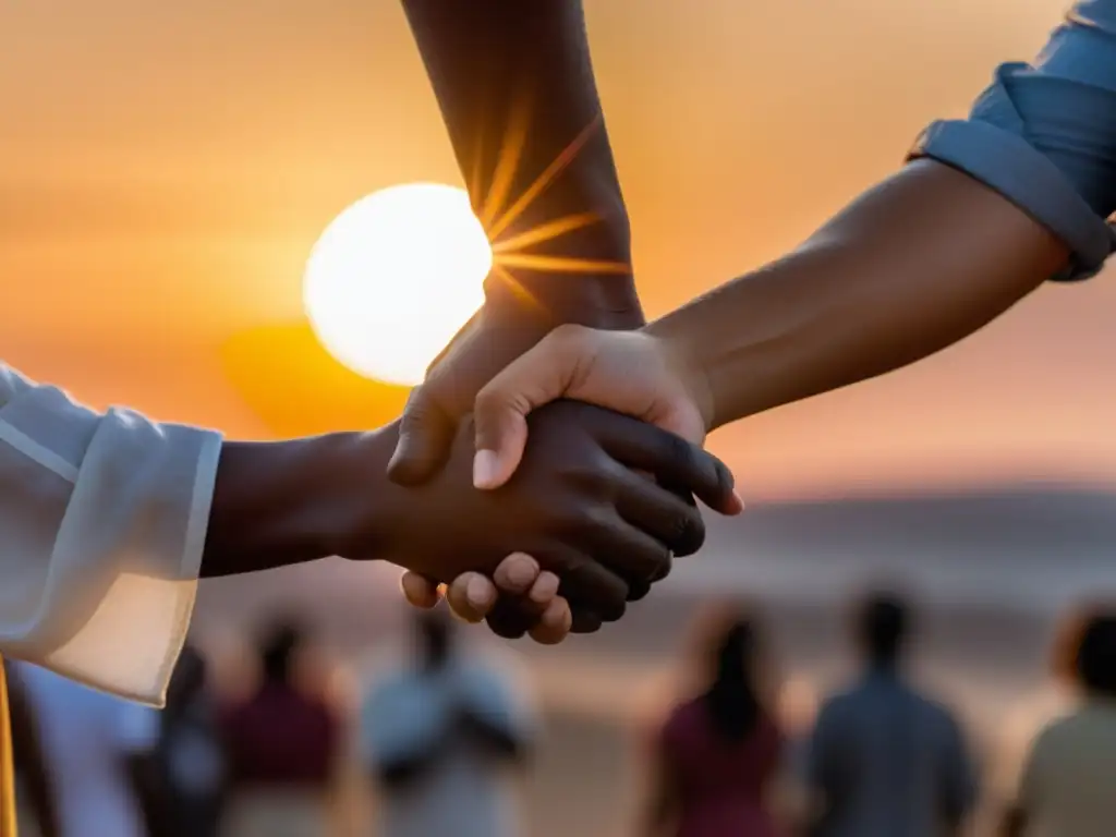 Un grupo diverso de personas unidas, reflejando determinación y esperanza