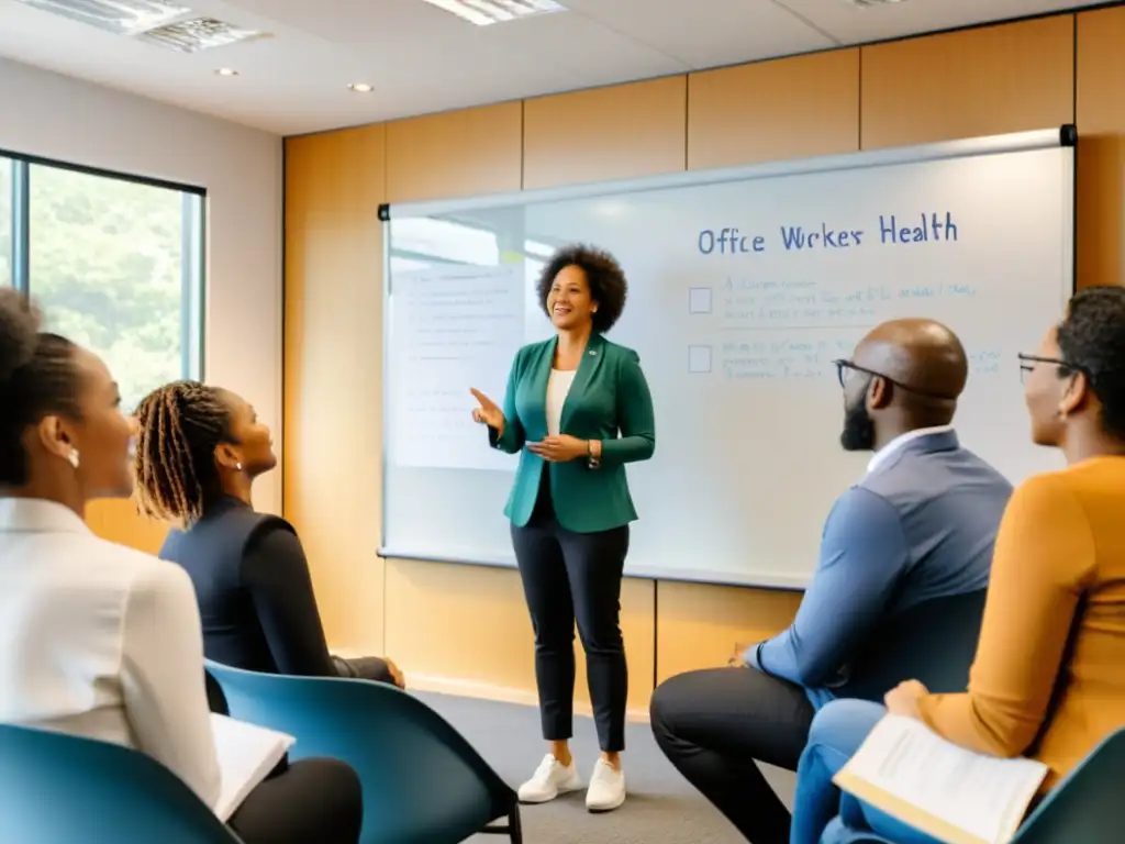 Grupo diverso en taller de salud mental en el trabajo empresas