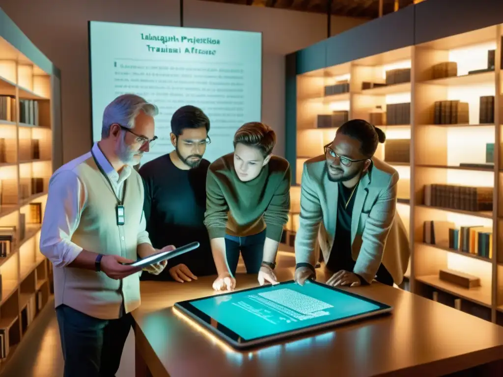 Un grupo de lingüistas y expertos en tecnología trabajan juntos en la preservación lingüística utilizando la tecnología para resurgir antiguos idiomas