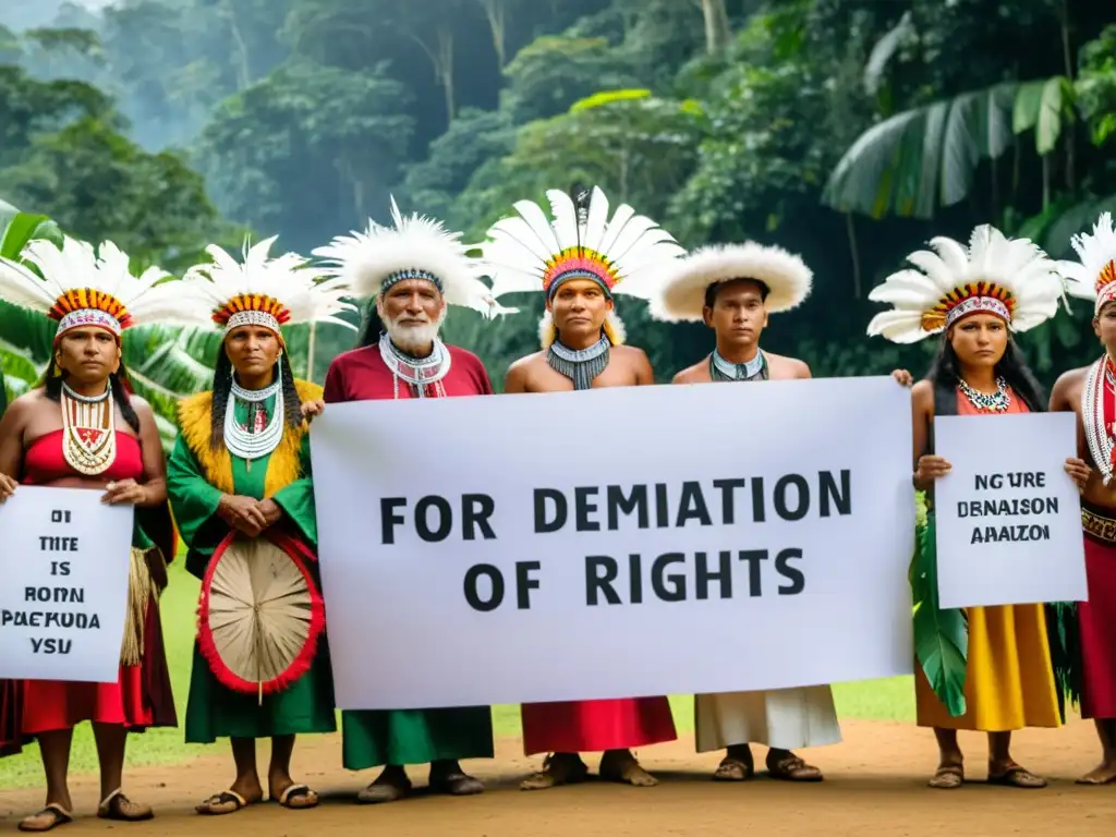 Grupo indígena en la Amazonía boliviana luchando por los derechos humanos y la preservación de su cultura ancestral