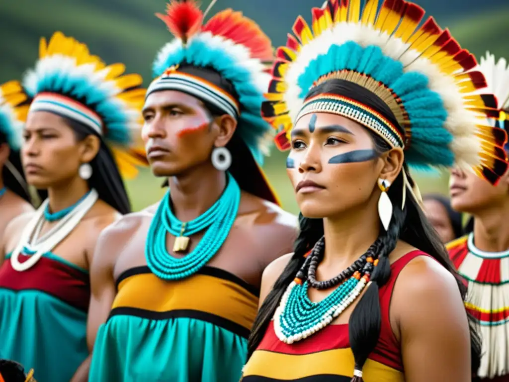 Grupo indígena en ceremonia tradicional honrando su relación histórica con las tierras ancestrales