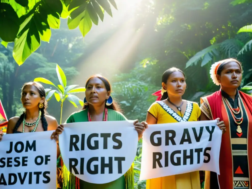 Grupo de indígenas en Parque Nacional Isiboro Sécure, luchando por derechos humanos pueblo indígena Bolivia