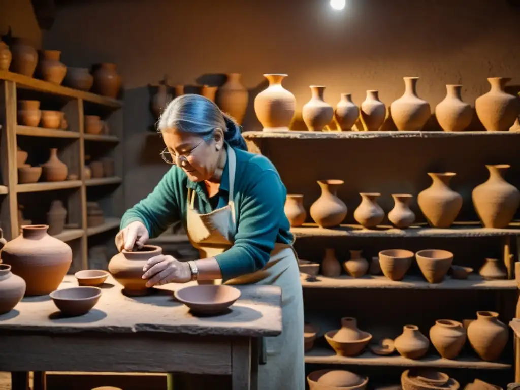 Un grupo de miembros de la comunidad local restaura con cuidado antigua cerámica y artefactos en un taller rústico