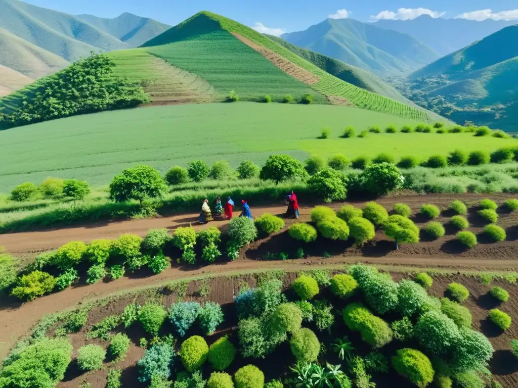 Grupo de mujeres en comunidad rural plantando árboles, generando impacto de género en cambio climático