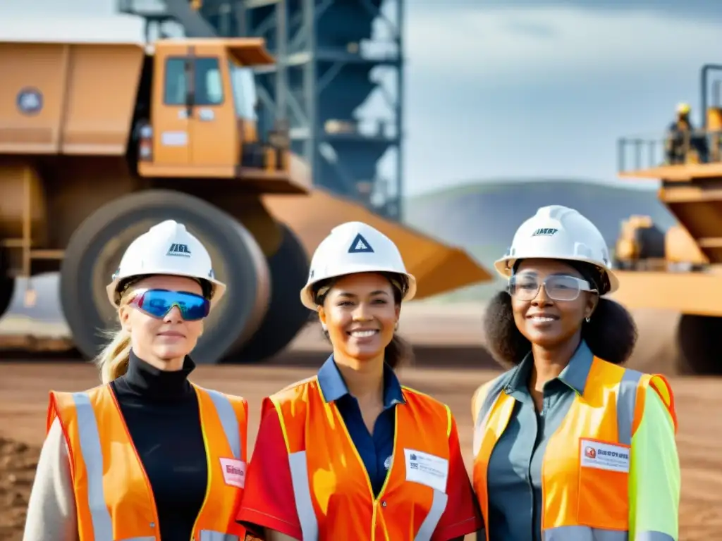 Grupo de mujeres fuertes en equipo, listas para desafiar la vulnerabilidad en la industria minera