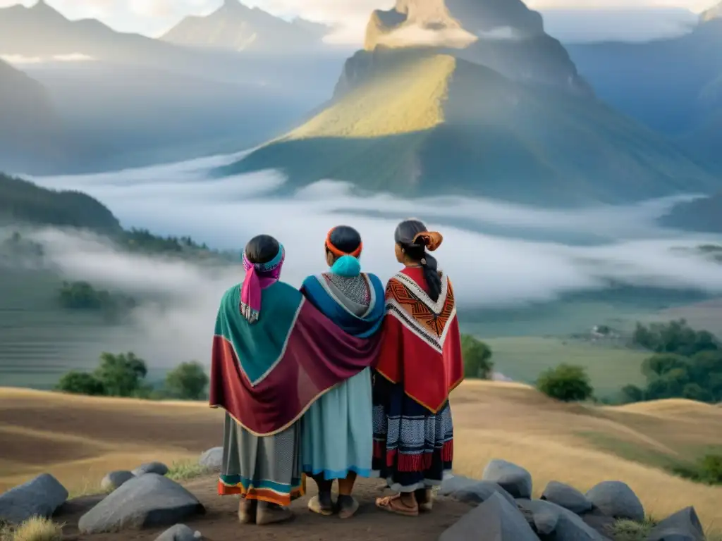 Mujeres indígenas: Unidas por la fuerza Grupo de mujeres indígenas unidas en círculo, con expresiones determinadas
