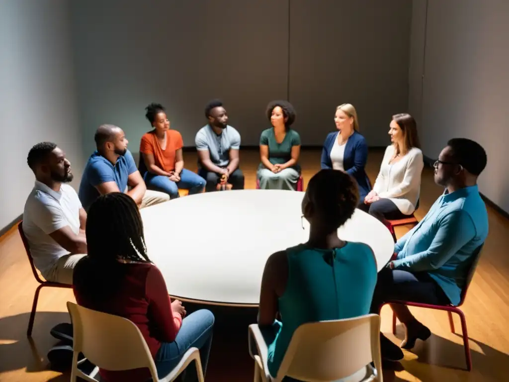 Grupo participa en terapia con profesional en sala tenue