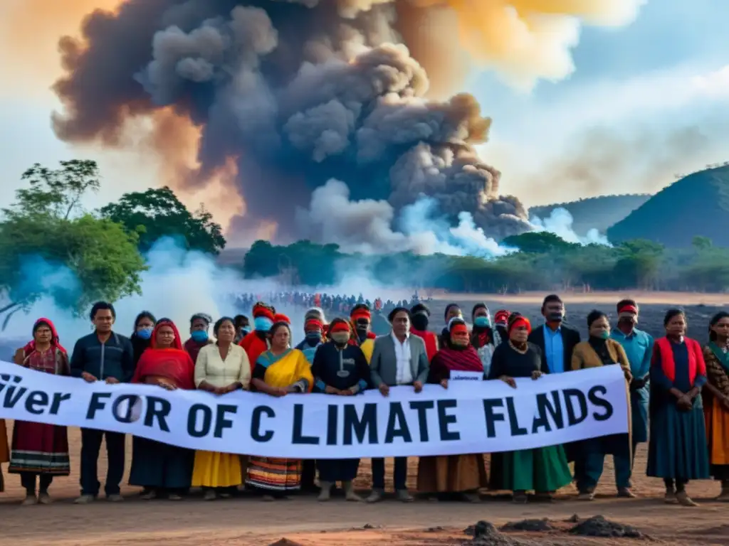 Un grupo de indígenas defiende sus tierras frente a la devastación ambiental, una poderosa representación de la migración forzada por el clima