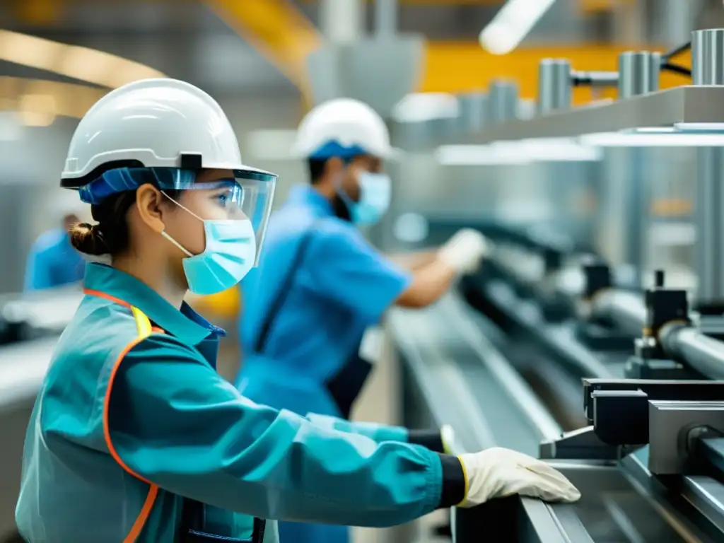 Un grupo de trabajadores en una fábrica, destacando la labor humana frente a la automatización