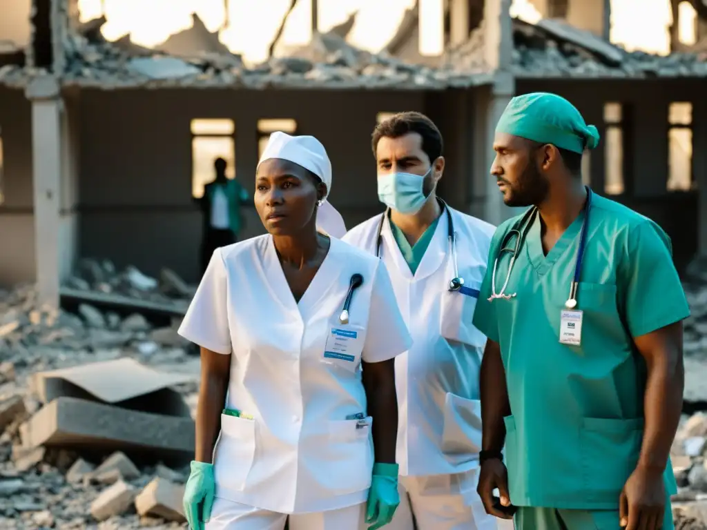 Un grupo de trabajadores de la salud desafía la destrucción, mostrando resiliencia en un hospital en ruinas