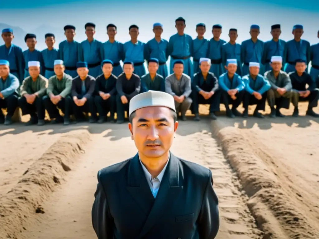 Un grupo de uigures enfrentando la represión y los desafíos en Xinjiang, mostrando su fuerza y unidad