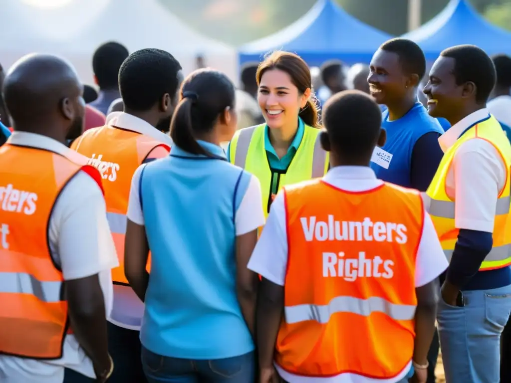 Un grupo de voluntarios educa a desplazados sobre derechos humanos en un animado intercambio en un aula improvisada