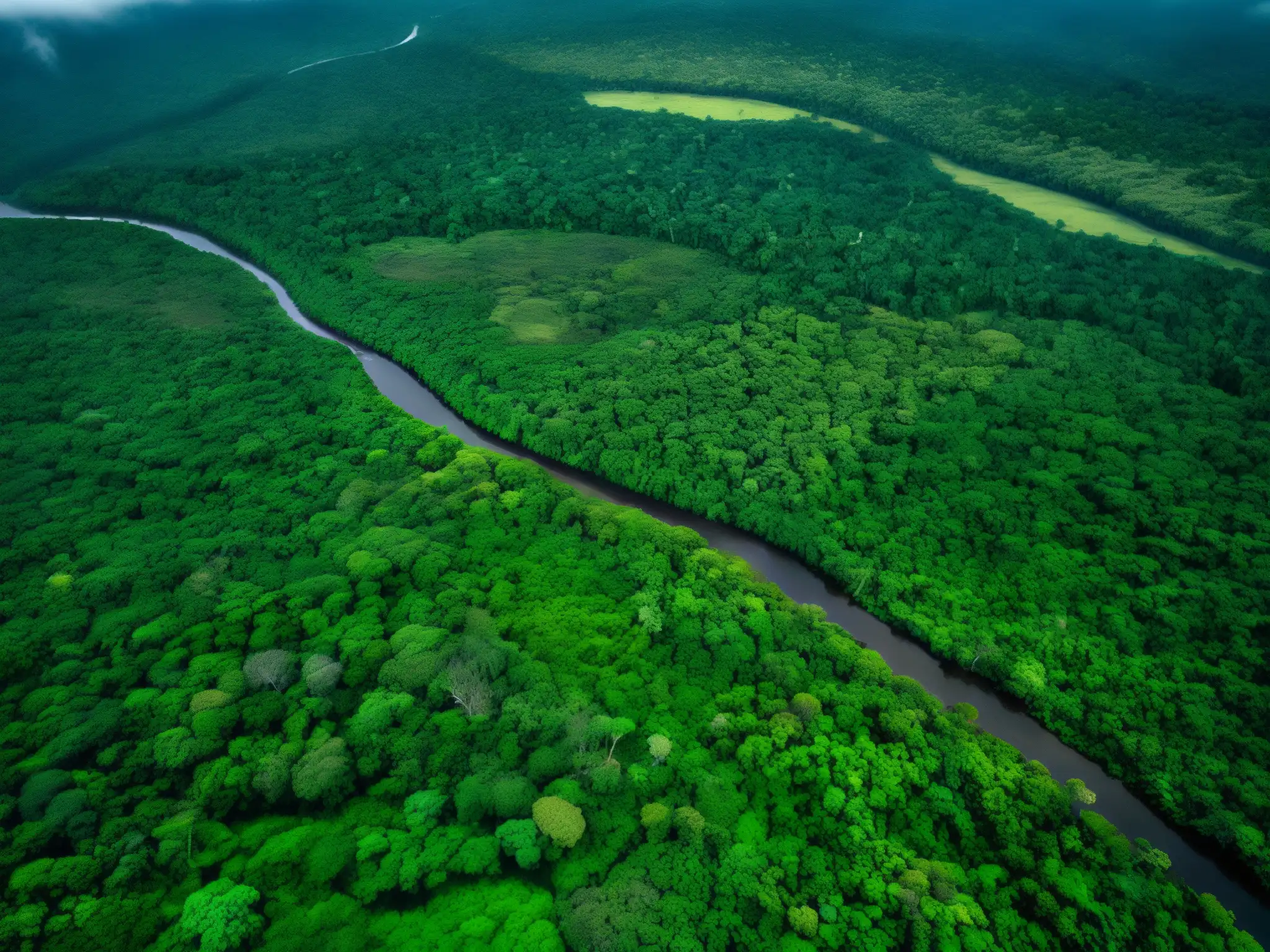 Imagen aérea de la Amazonia, impactos ambientales de políticas dictatoriales en América del Sur