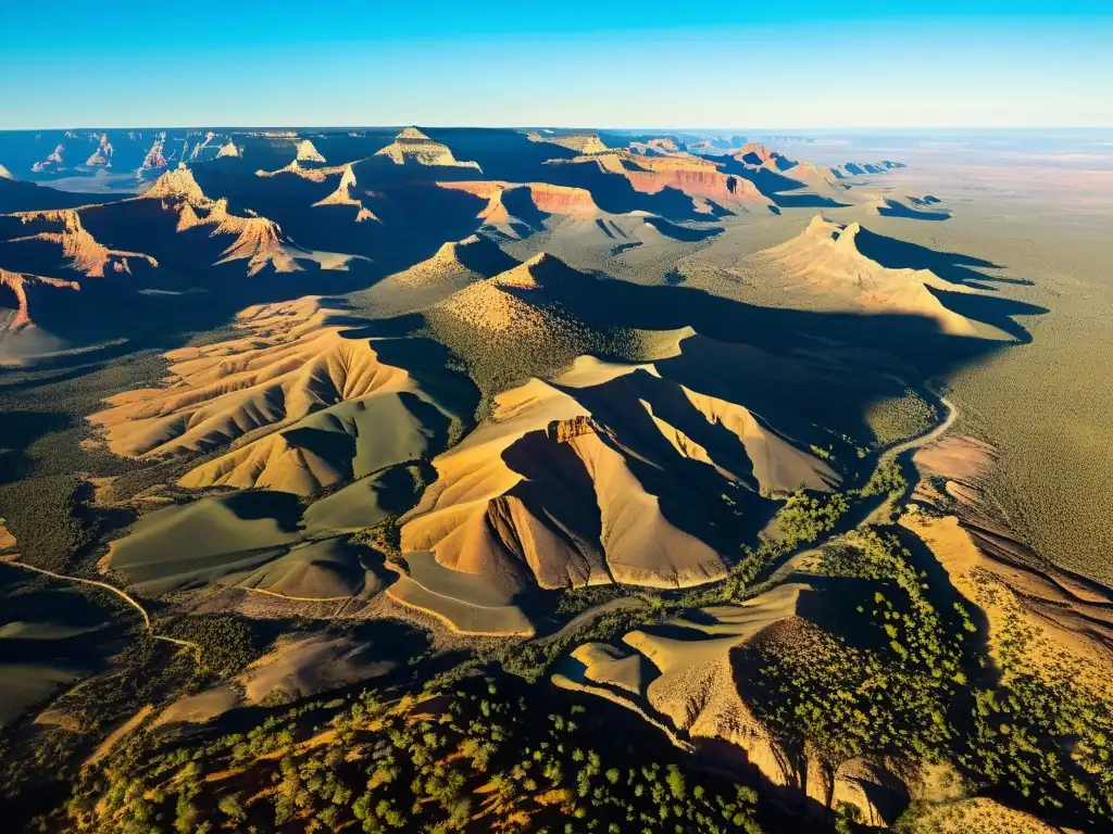 Imagen aérea de alta resolución de Oak Flat, mostrando el terreno escarpado y el conflicto minero Apache Sagrado