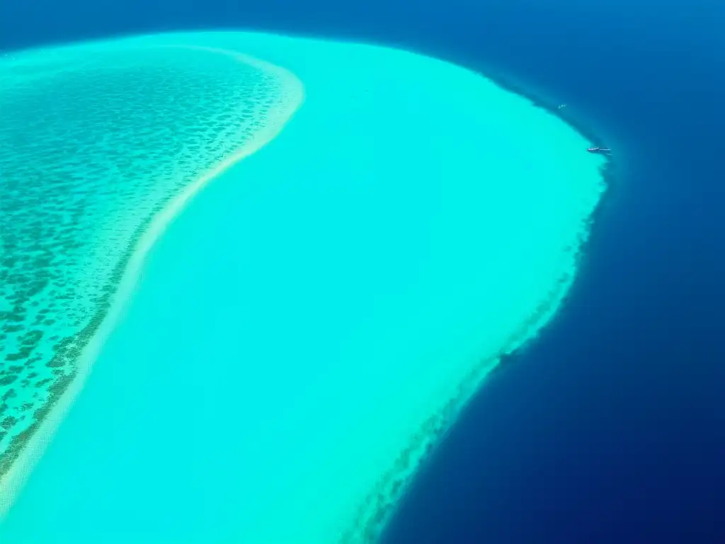 Imagen aérea impactante de un océano cristalino, con vida marina vibrante y arrecifes de coral coloridos