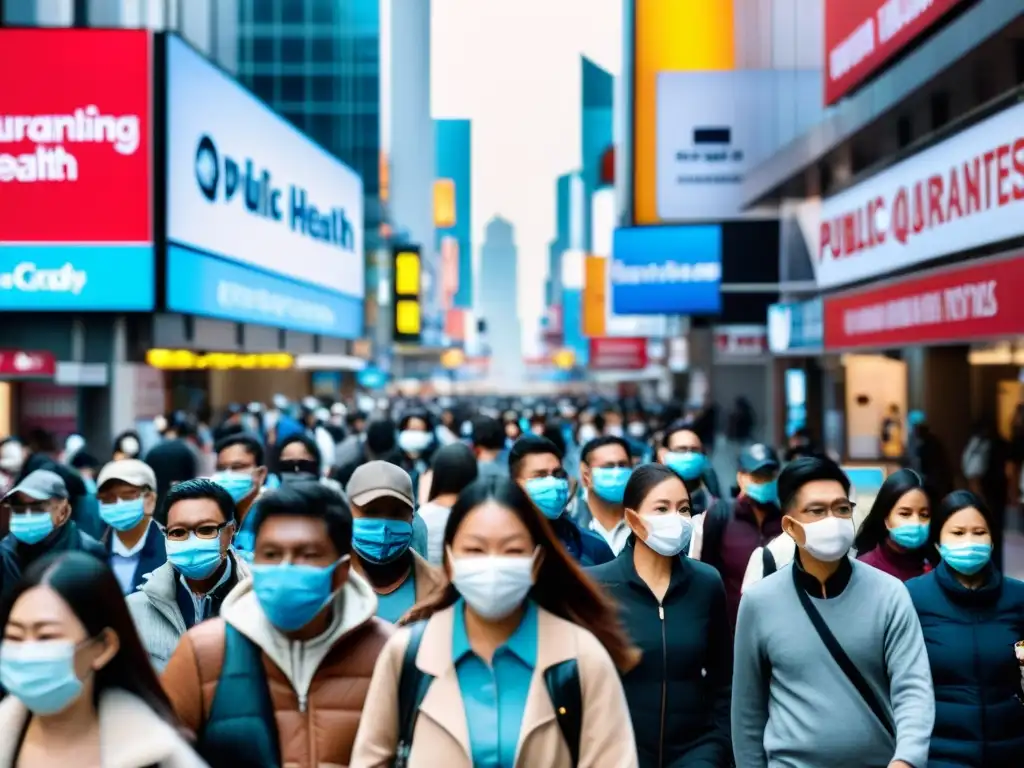 Imagen de una calle de ciudad con movimiento y distancia social