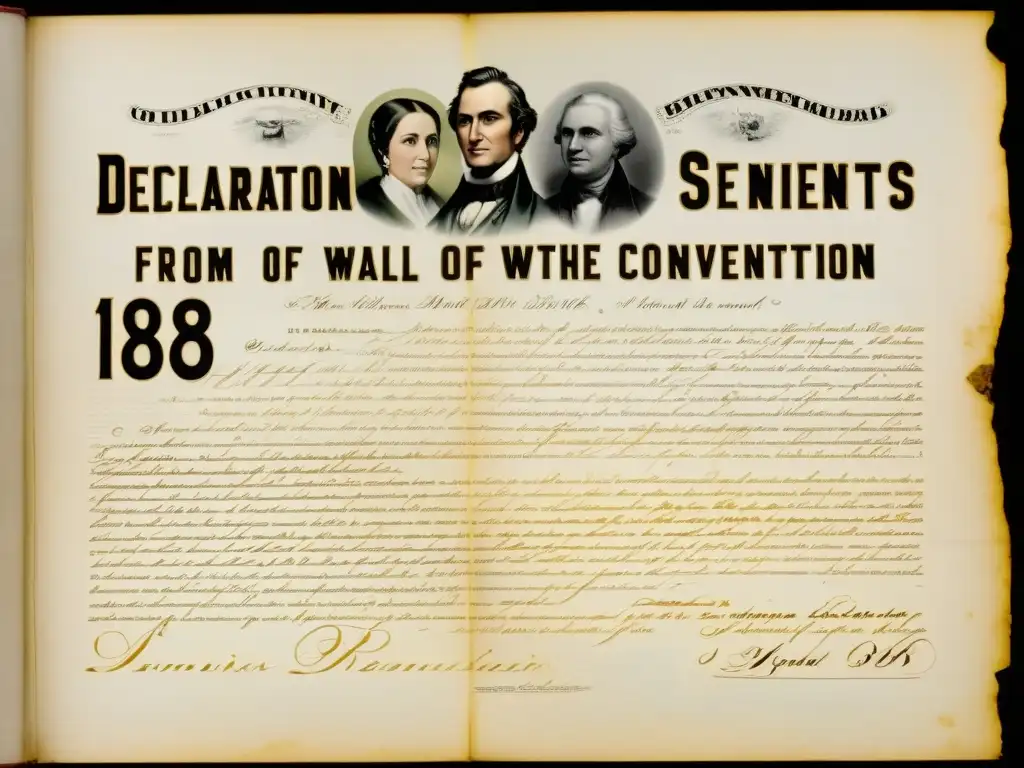 Imagen de la Declaración de Sentimientos de la Convención de Seneca Falls 1848, un hito en la lucha por los derechos humanos y el movimiento feminista