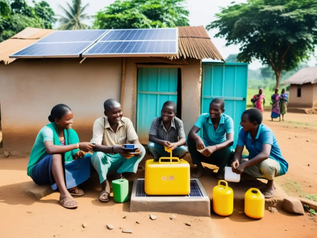 Una imagen documental muestra impacto tecnológico en erradicación pobreza con solarpowered water pump y acceso a educación global