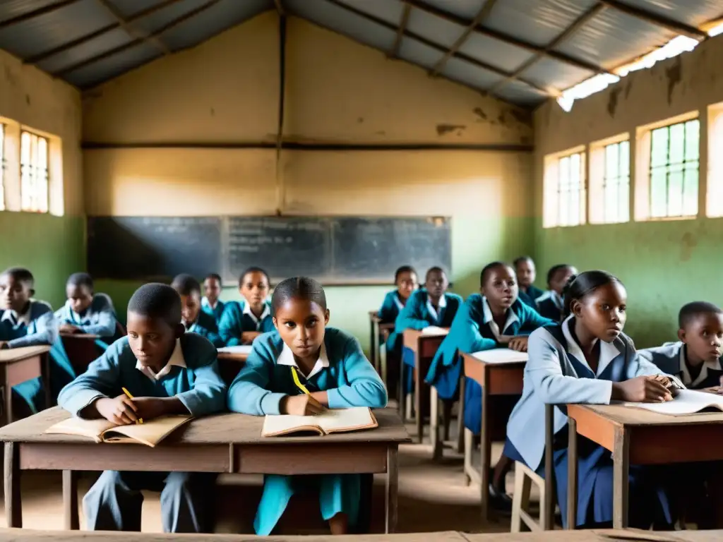 Imagen impactante de aula precaria en país en desarrollo