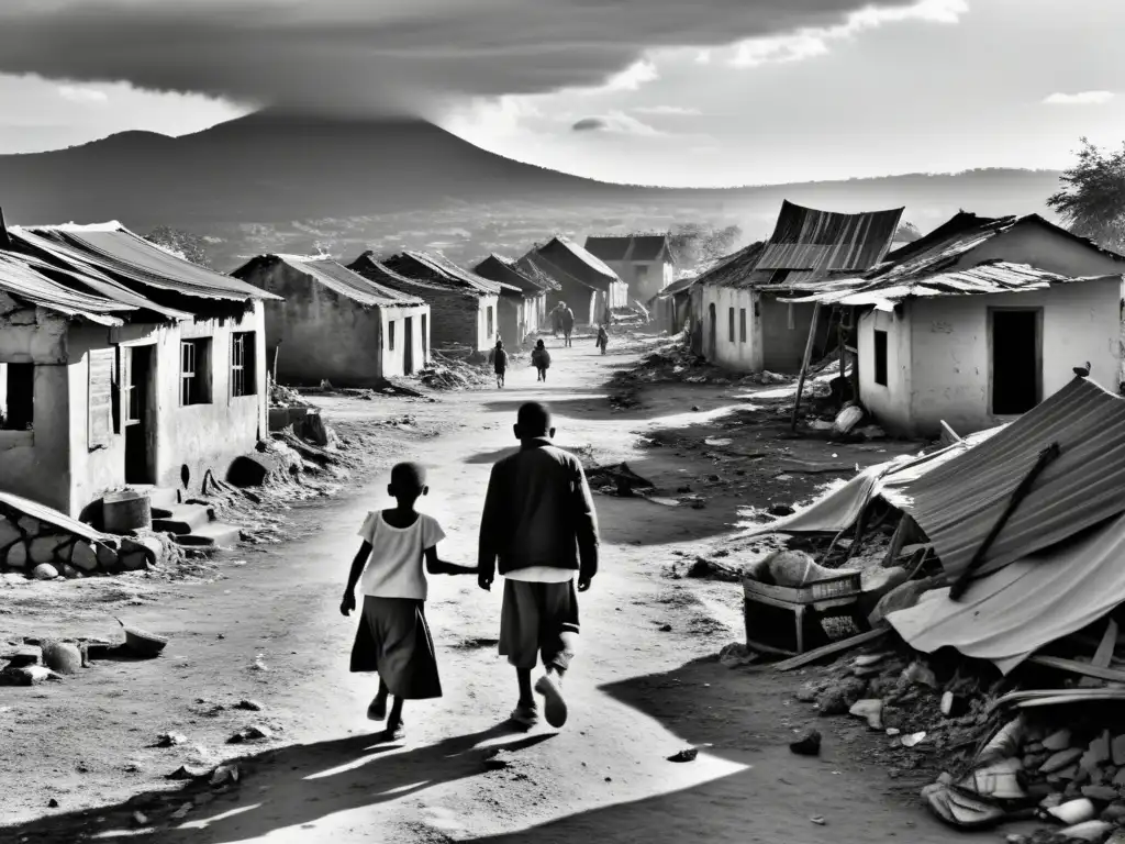 Imagen impactante: devastación en un pueblo por guerras, pobreza y desesperanza