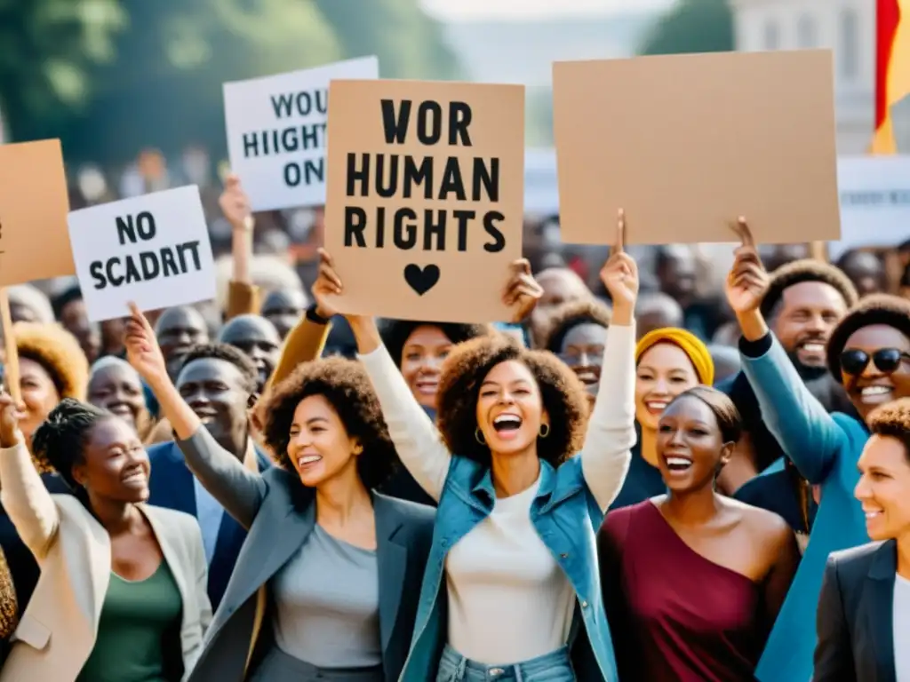 Imagen impactante de diversidad y unidad en protesta pacífica por los derechos humanos