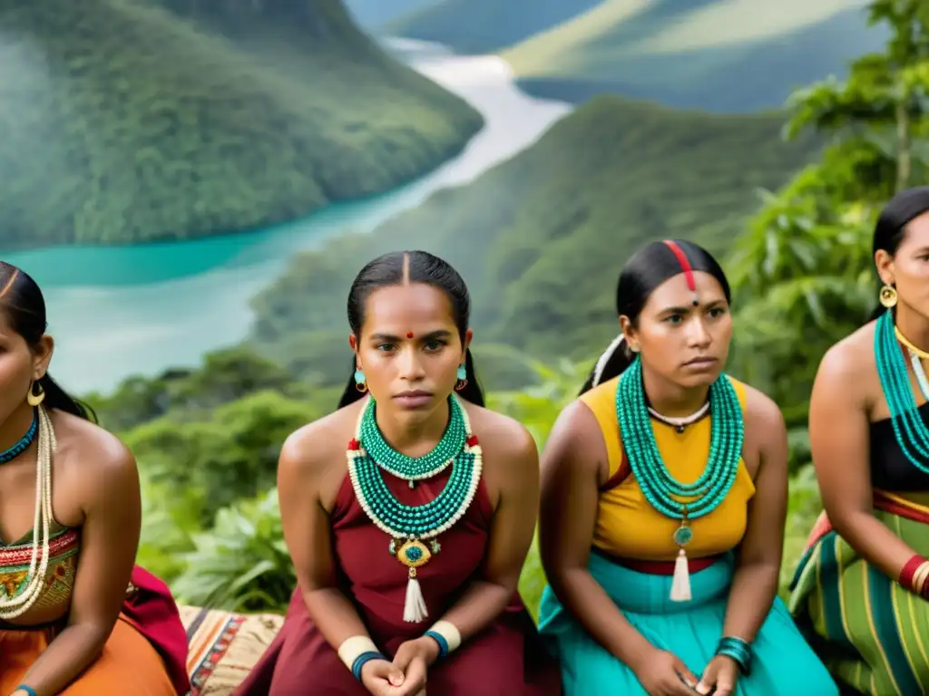 Imagen impactante de pueblos indígenas desmontando estereotipos históricos, celebrando ritual tradicional con orgullo y autenticidad en medio de exuberante naturaleza