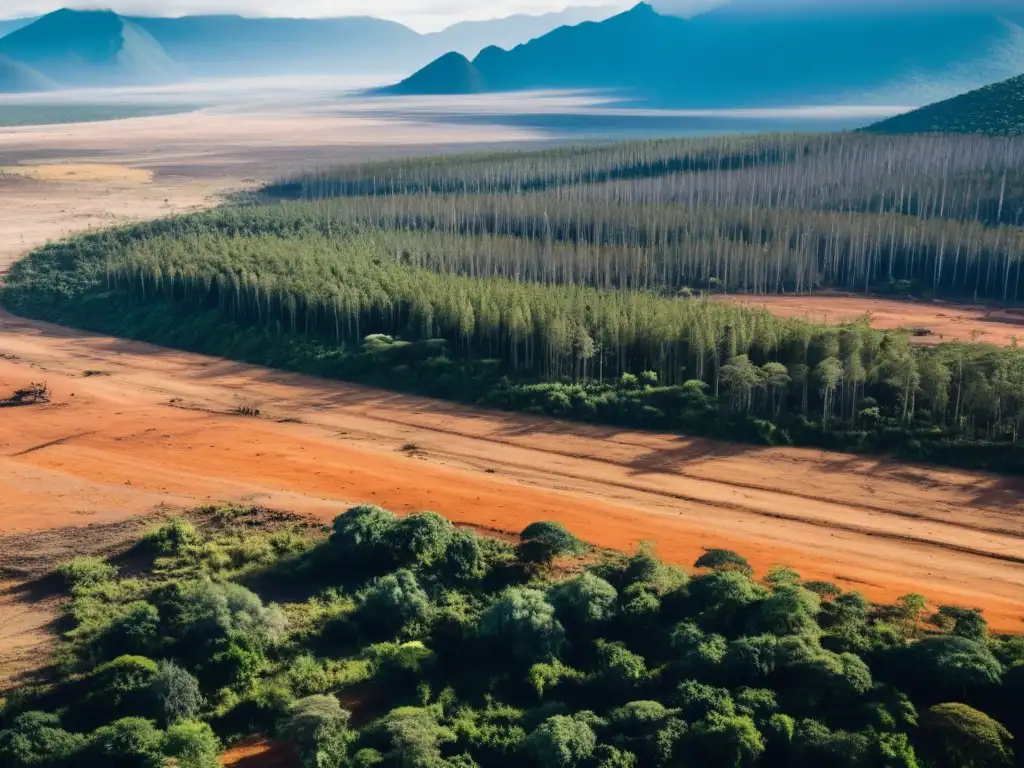 Imagen impactante de deforestación en América del Sur, mostrando devastadores impactos ambientales de políticas dictatoriales