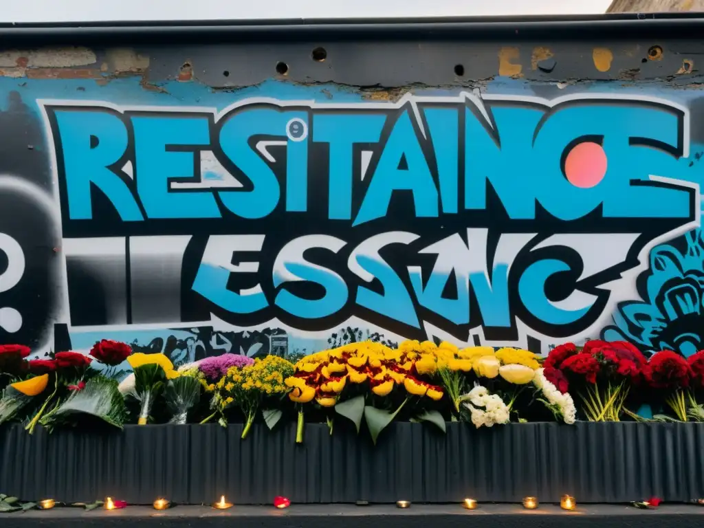 Imagen de graffiti vibrante en un muro envejecido, evocando la importancia de la memoria postdictadura en los museos