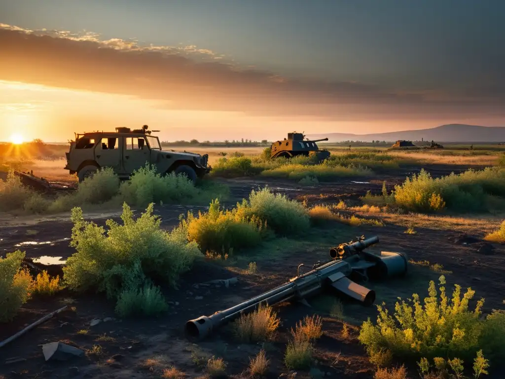 Una impactante imagen de las secuelas de conflictos olvidados, capturando la belleza melancólica de un paisaje devastado por la guerra