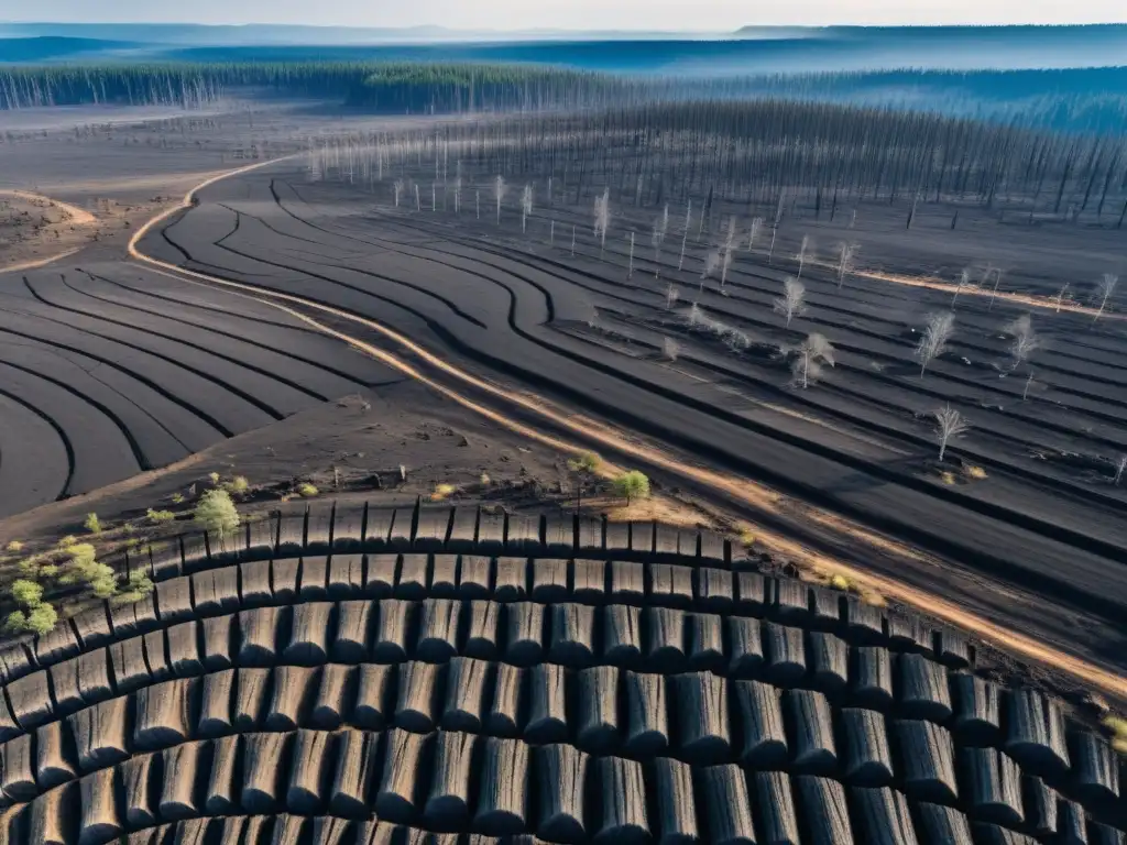 Desolación tras impacto cambio climático derechos humanos: bosque arrasado y tierra estéril, un llamado a la acción