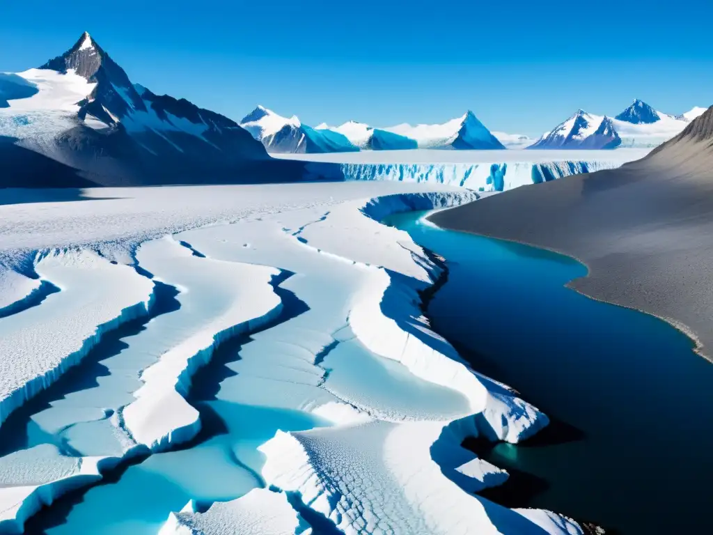 Imponente glaciar derretido en tonos azules, muestra el impacto del cambio climático en el derecho a la vida