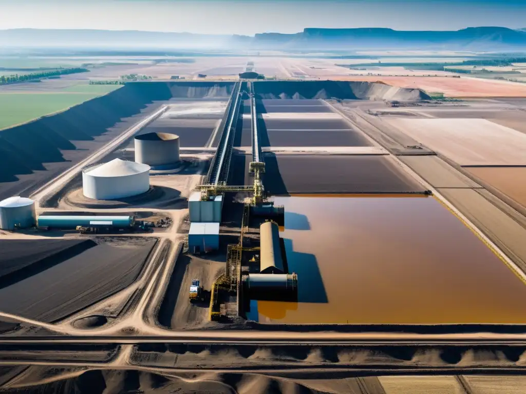 Imponente vista de una mina de fósforo, reflejando el impacto ambiental y social de la minería de fertilizantes y derechos humanos