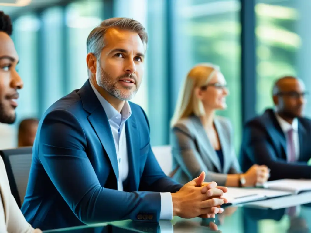 Importancia de la transparencia corporativa: Empleados diversos en una discusión abierta y colaborativa en una oficina moderna