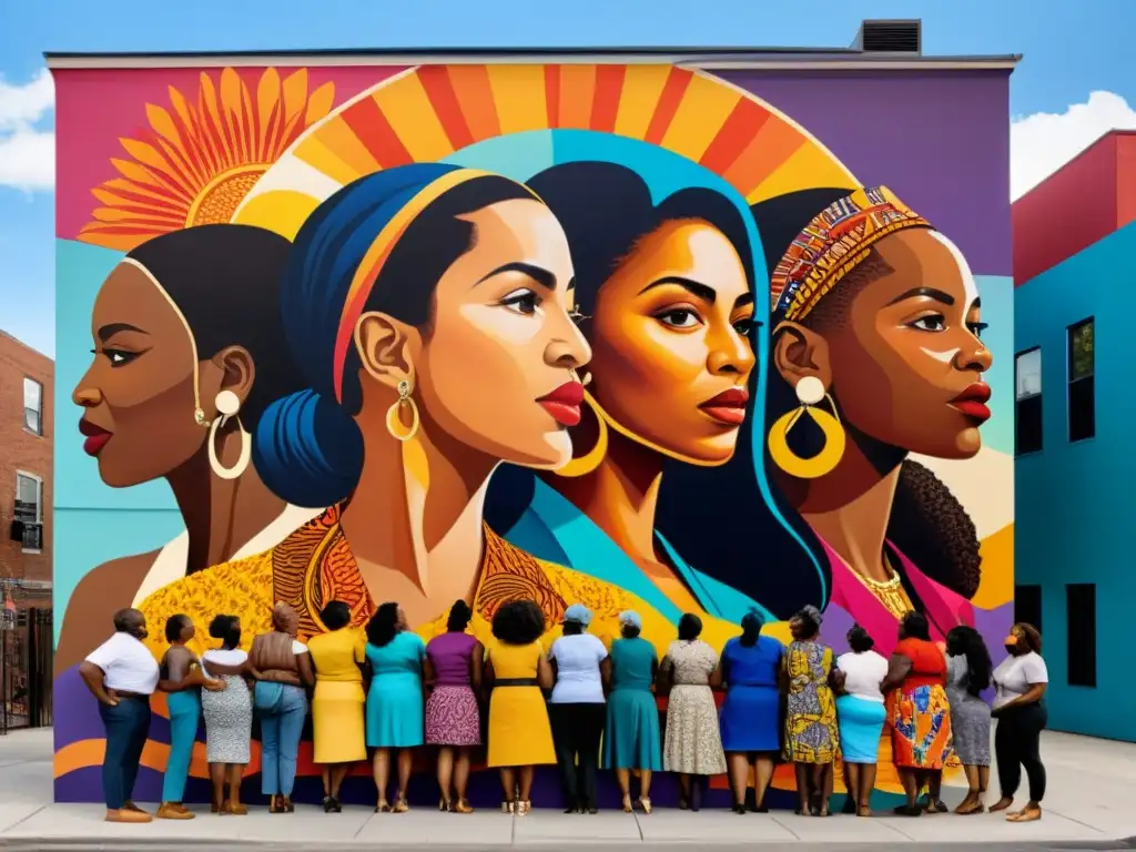 Un impresionante mural de gran escala muestra mujeres diversas unidas en solidaridad