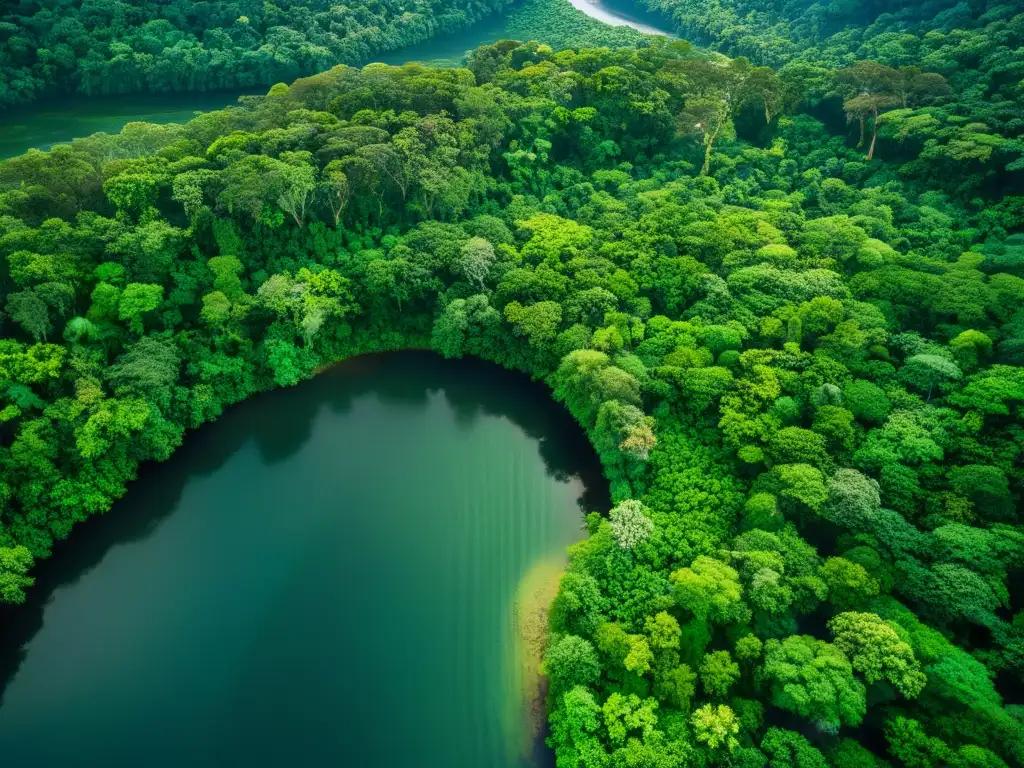 Un impresionante paisaje de selva tropical con una diversa vegetación y un río serpenteante