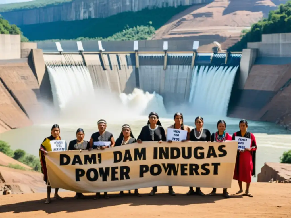 Indígenas protestan frente a impactos humanos y ecológicos de represa hidroeléctrica, mostrando determinación y resistencia