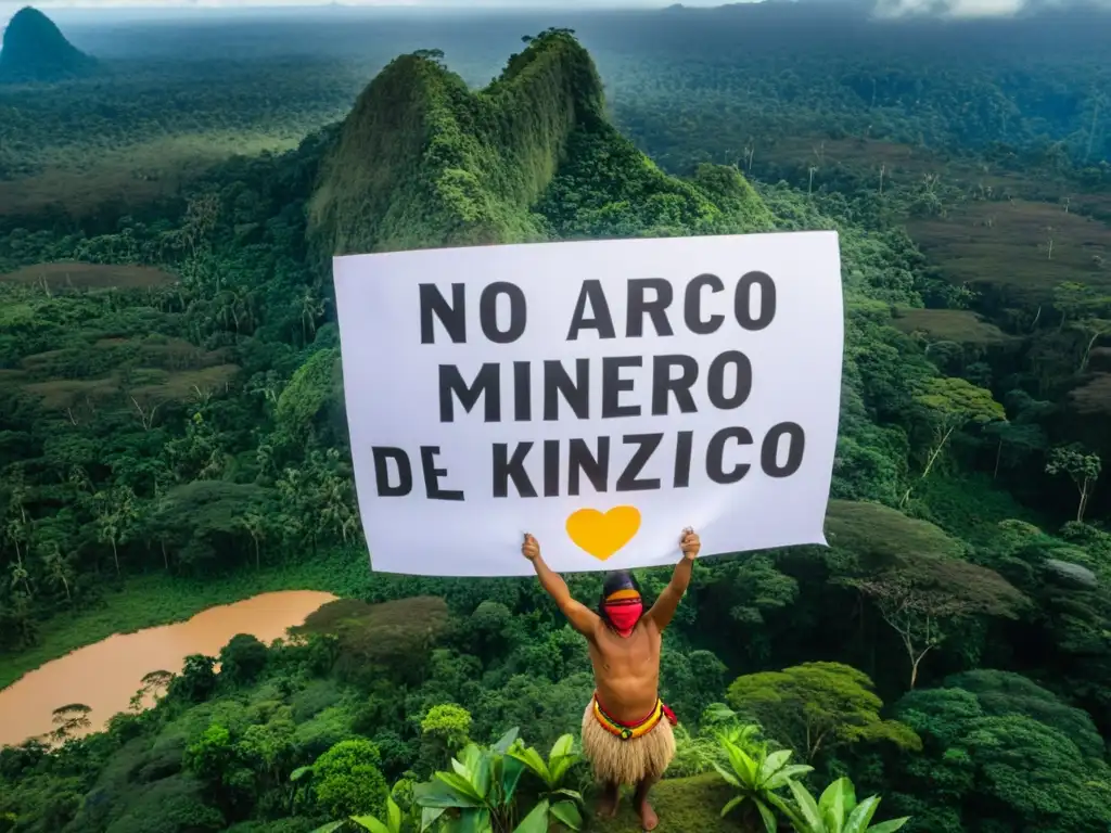 Indígenas protestan pacíficamente contra el impacto del Arco Minero del Orinoco en la Amazonía, mostrando determinación y resiliencia